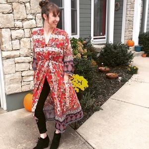 Beautiful Umgee USA Sheer Maroon Long Tunic Dress Top